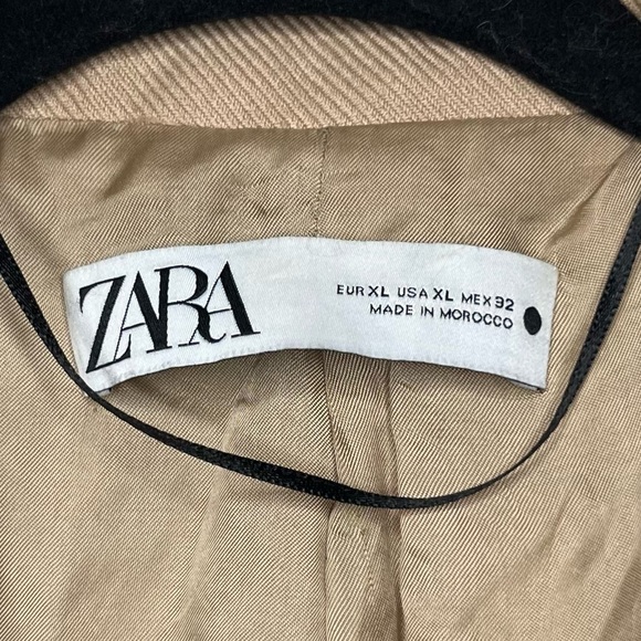 ZARA Tan Double Breasted Classic Timeless Peacoat Business Casual Winter Coat - Picture 5 of 11